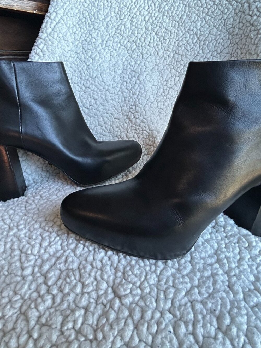Prada Black Leather Ankle Boots Block Heel EU 40 US 9